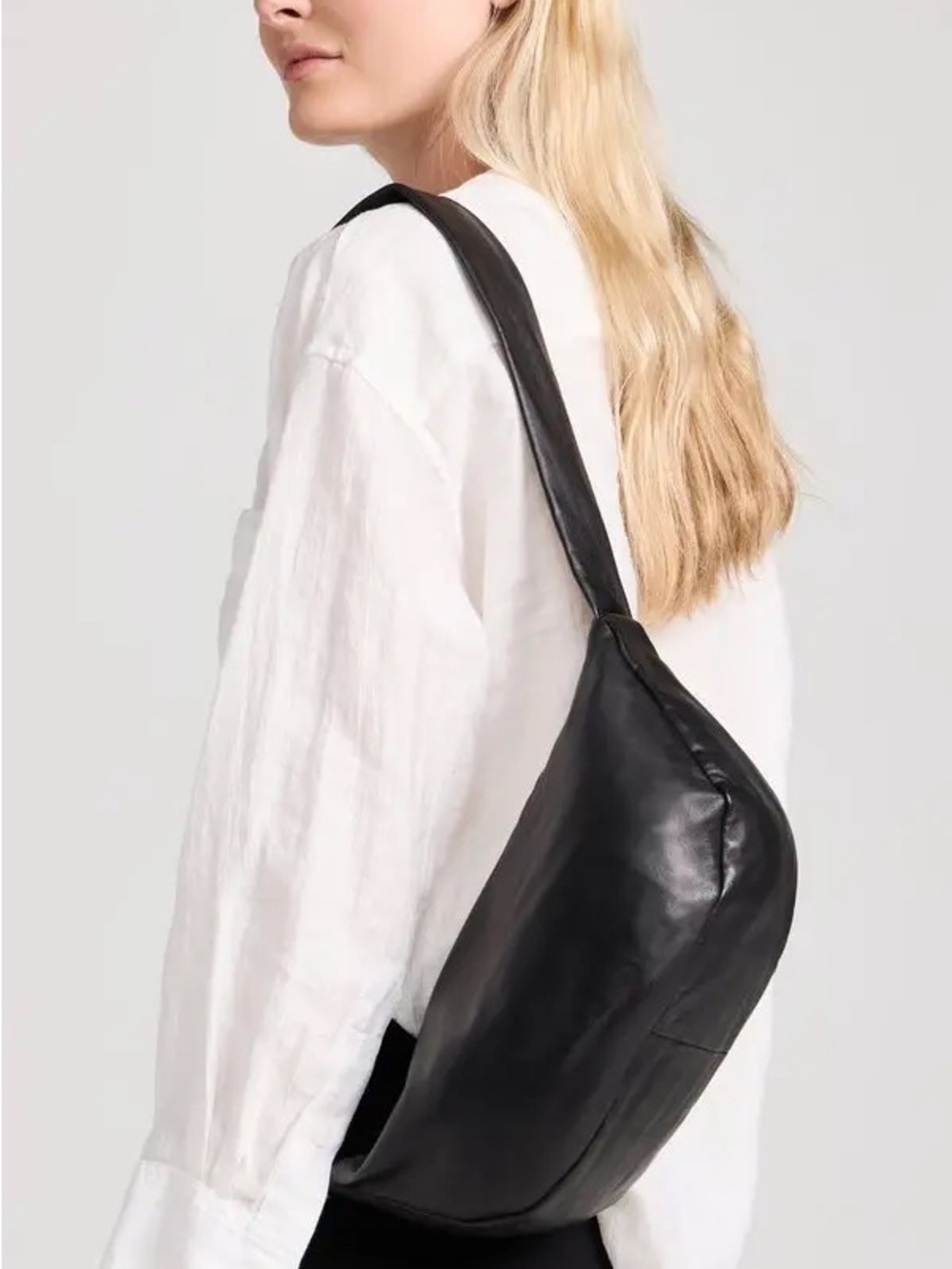 St. Agni Soft Crescent Bag Black Lambskin Leather Shoulder Bag